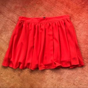 Orange Skater High Waist Mini Skirt